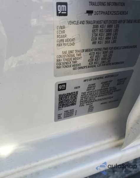 2025 GMC Sierra C1500 from USA, damaged, VIN 1GTPHAEK2SZ241614